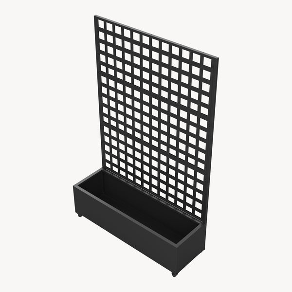 Cloison Toma avec bac à fleurs sur roulettes acier 190 x 82 x 38 cm noir casa.pro 