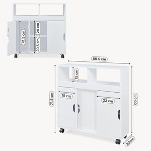 Meuble de rangement à roulettes Fadeskimma 72 x 70 x 20 cm blanc [en.casa]