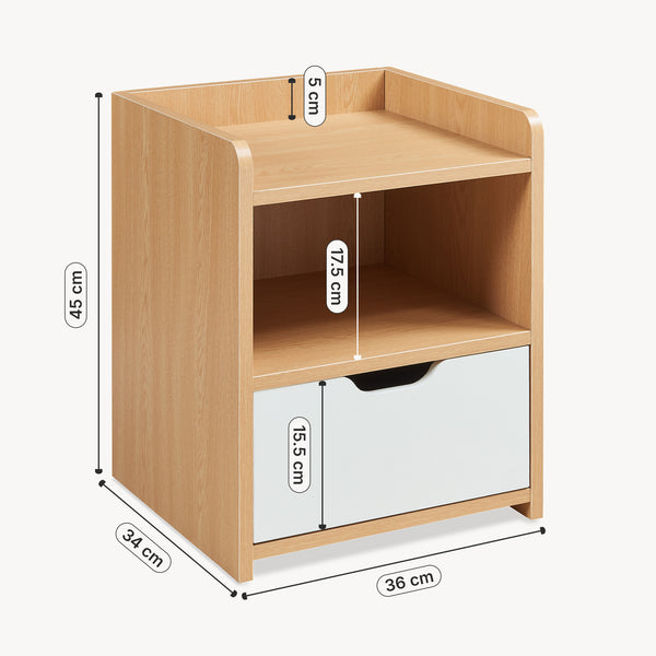 Table de chevet Bordkak 45 x 36 x 34 cm effet chêne blanc [en.casa]