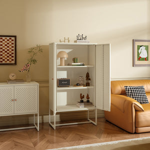 Armoire multifonctionnelle Viitasaari 150 x 80 x 40 cm acier blanc crème [en.casa]