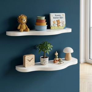 Wandplank Sirlstalo set van 2 voor kinderkamer 57x19x3 cm wit [en.casa] 
