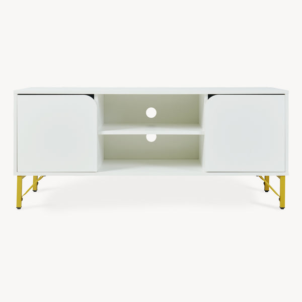 Tv-meubel Reyri 120x39x52 cm wit en goudkleurig [en.casa]