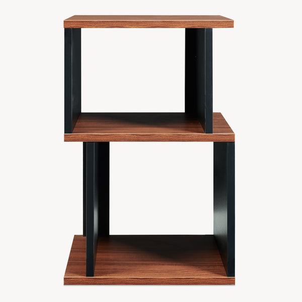 Bijzettafel 'Trond' met 2 open vakken 50 x 33 x 29 cm Zwart/walnootlook