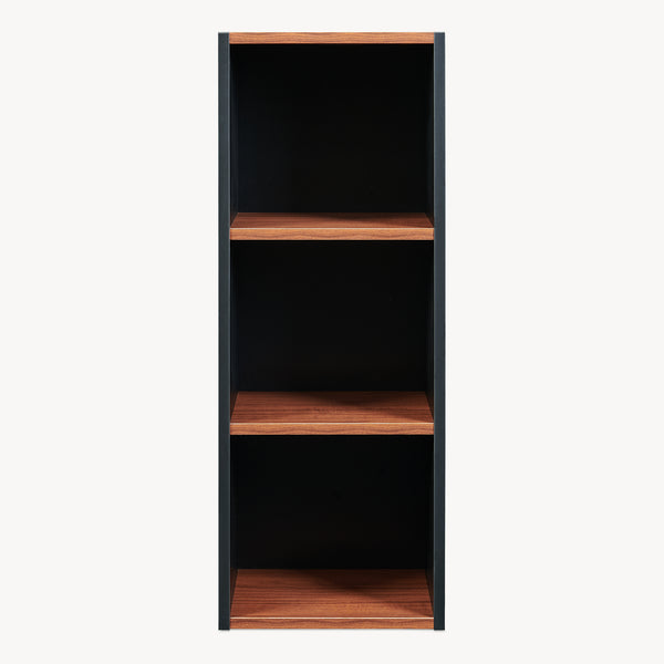 Boekenkast 'Trond' met 3 open vakken 80 x 30 x 23 cm Zwart/walnootlook