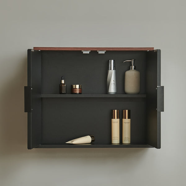 Armoire murale de salle de bain avec miroir Trond 50 x 60 x 15 cm noir effet noyer [en.casa]