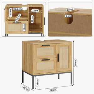 Wastafelonderkast Marhasa 60x60x40 cm Eikenlook/Zwart [en.casa]