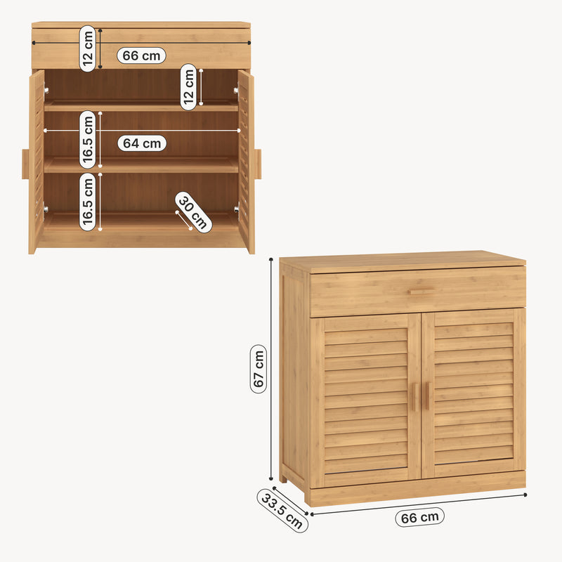 Maatschets Schoenenkast Aarela 67x66x34 cm Bamboe [en.casa]