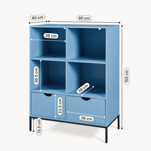 Bibliothèque Colwyn avec 2 tiroirs 105 x 80 x 40 cm bleu [en.casa]