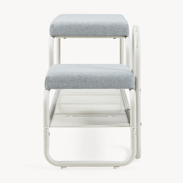 Banc à chaussures Jässaatka avec tabouret enfant 100 x 32 x 46 cm gris  [en.casa]