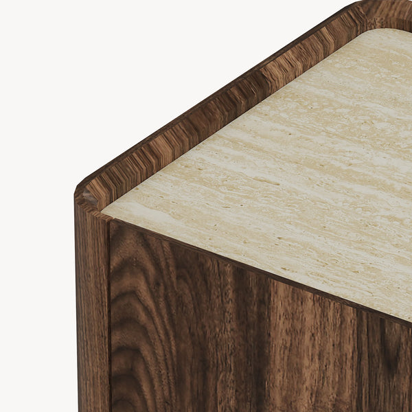 Commode Trorlon 83x80x40 cm aspect noyer/travertin [en.casa]
