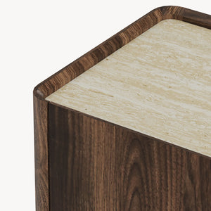 Sideboard Trorlon 160x40x83 cm walnootlook/travertijn [en.casa]