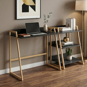 Bureau Kuomi 84 x 73 x 47 cm beige gris foncé [en.casa]