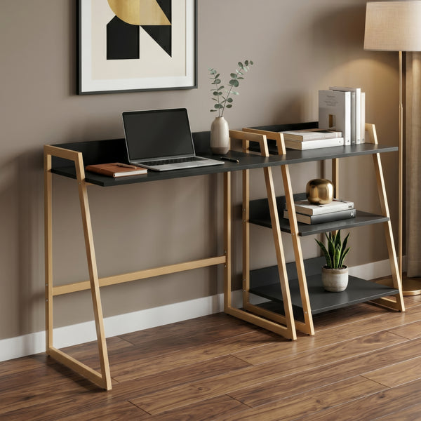 Bureau Kuomi 84 x 73 x 47 cm beige gris foncé [en.casa]