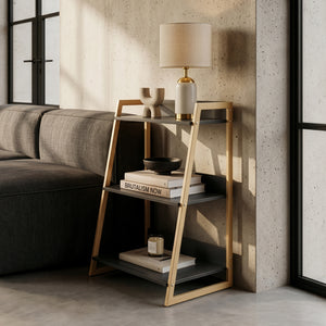 Étagère Kuomi 84x53x47 cm Beige/Gris foncé [en.casa]