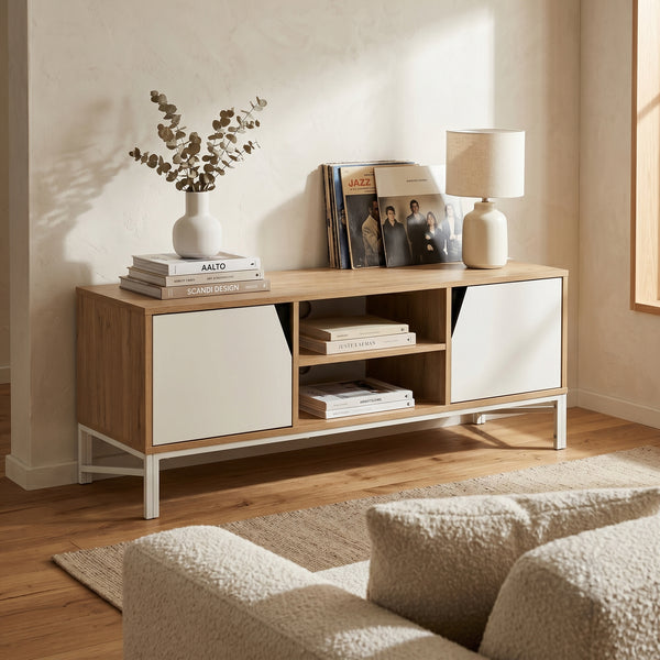 Tv-kast Kerrköndam 120x40x46 cm Eikenlook/Wit [en.casa]