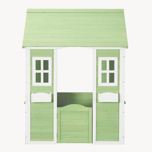 Maison de jeu pour enfants Kuoldsvin Bois de sapin 144x102x90 cm Vert/Blanc [en.casa]