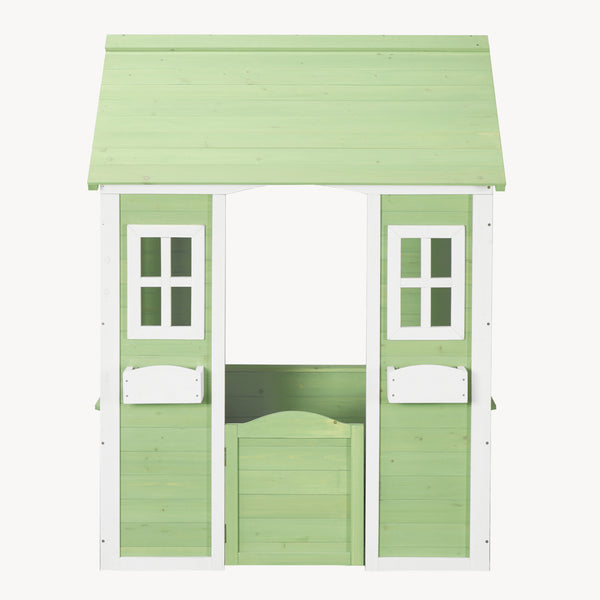 Maison de jeu pour enfants Kuoldsvin Bois de sapin 144x102x90 cm Vert/Blanc [en.casa]