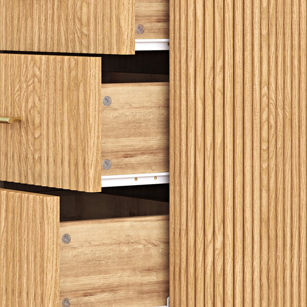 Kast Kokunse met 6 laden 120x42x78 cm eikenlook [en.casa]