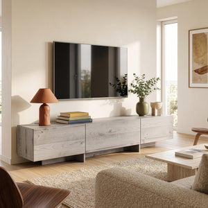 Meuble TV Kapipimso avec 3 volets 194x31x37 cm aspect chêne, gris [en.casa]