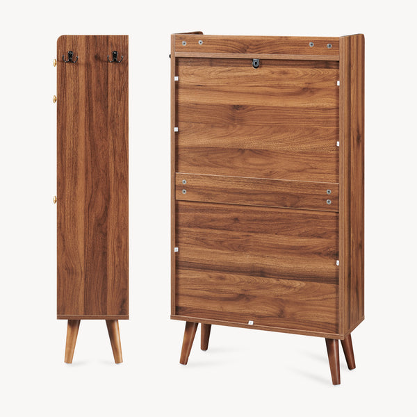 Porte-chaussures Virievarnu 111x60x24 cm aspect noyer [en.casa]
