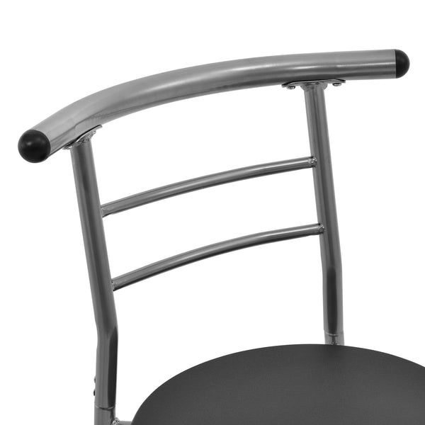 [en.casa] Set de salle à manger table avec 2 chaises set de bistro noir et argent 80 x 53 x 74,5 cm