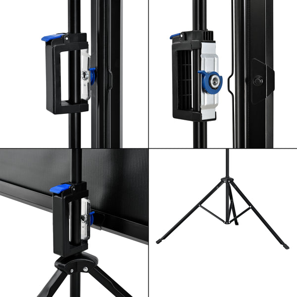 [in.tec] Écran de Projection Portable avec Support Trépied Réglable en Acier HD 3D Compatible 113 Pouces