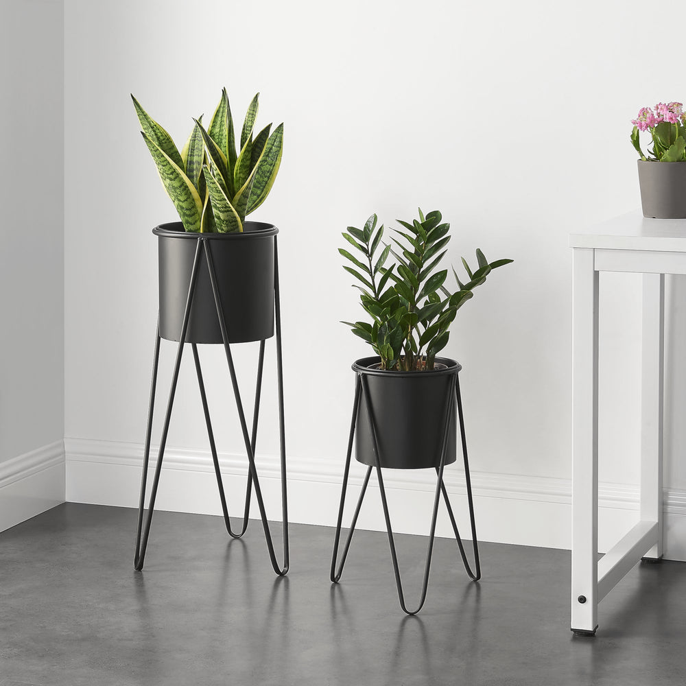 Plantenstandaard Hedera in set van 2 metaal zwart [en.casa] - premiumXL