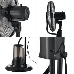 Ventilateur Humidificateur Silencieux sur Pied avec Minuteur Diamètre 40 cm Plastique 125 cm Noir [in.tec]
