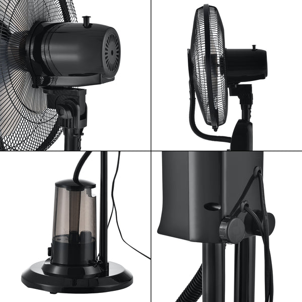 Ventilateur Humidificateur Silencieux sur Pied avec Minuteur Diamètre 40 cm Plastique 125 cm Noir [in.tec]