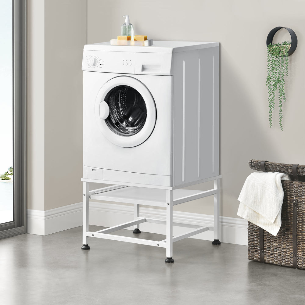 Wasmachine - Sokkel Florimont met uittrekblad staal [en.casa] - premiumXL