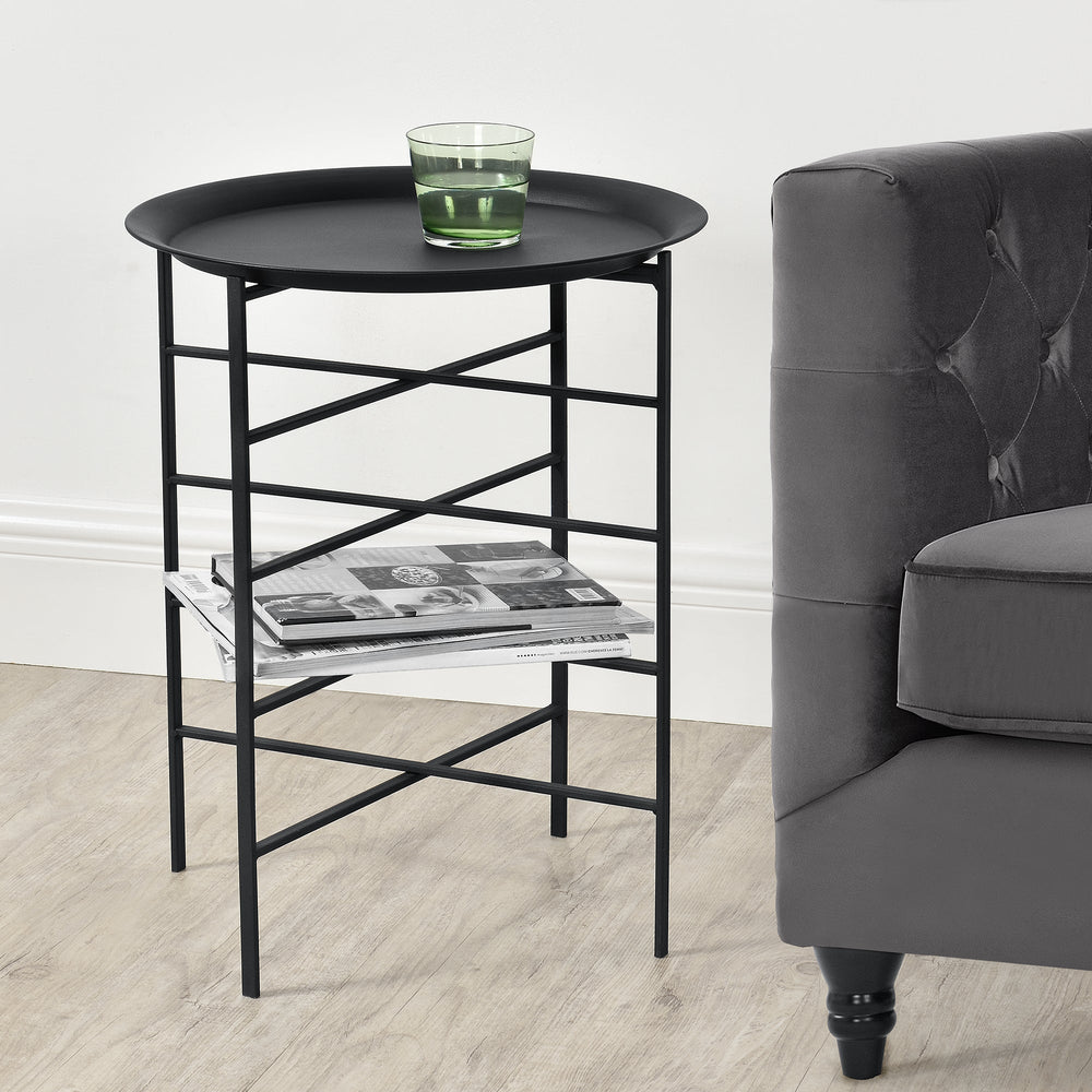 Table d’appoint Wiltz 40x40x53 cm métal noir en.casa - premiumXL