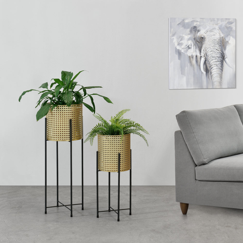 Support de pot de fleurs Mol 2 pièces Noir - Doré en.casa - premiumXL