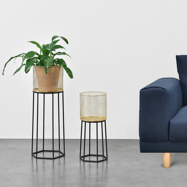 Lot de 2 Supports de Plantes Merelbeke Noir Doré [en.casa]