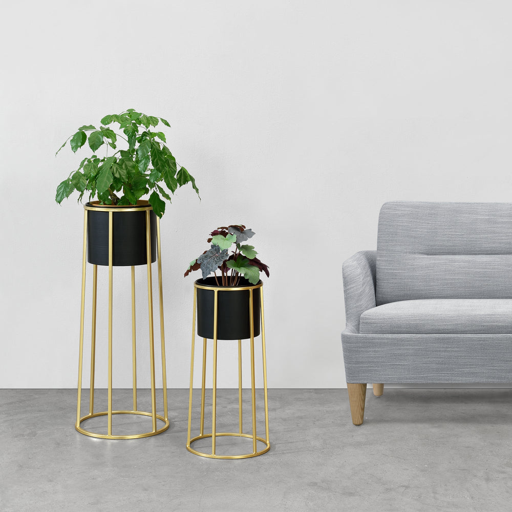Blumentopf Ständer Macon 2 - tlg. Zwart - Goudkleurig en.casa - premiumXL