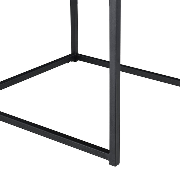 Lot de 3 Tables Basses Gigognes Stylées pour Salon Set de Meubles de Forme Cube de Tailles Différentes Acier MDF Noir Chêne [en.casa]