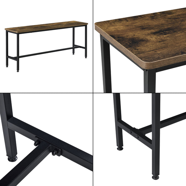 Eetkamerset Pajala ettafel met banken zwart en houtkleurig