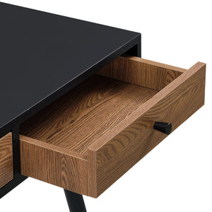 Bureau Tumba à 3 Tiroirs 75 x 115 x 48 cm Effet Bois Foncé Noir [en.casa]