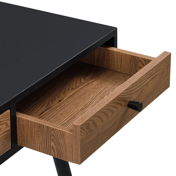 Bureau Tumba à 3 Tiroirs 75 x 115 x 48 cm Effet Bois Foncé Noir [en.casa]