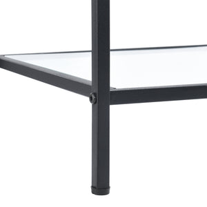 Table d'Appoint Mariefred Carrée avec Étagère 55x40x40 cm Noir Effet Bois Foncé [en.casa]