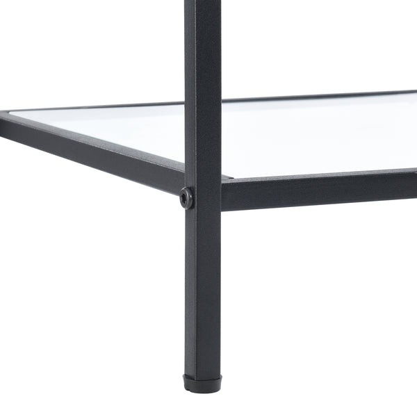 Table d'Appoint Mariefred Carrée avec Étagère 55x40x40 cm Noir Effet Bois Foncé [en.casa]