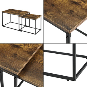 [en.casa] Salontafel Harnosand set van 2 zwart en houtkleurig