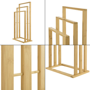 Porte-Serviettes sur Pied Rana en Bambou 40 x 24 x 82 cm [en.casa]