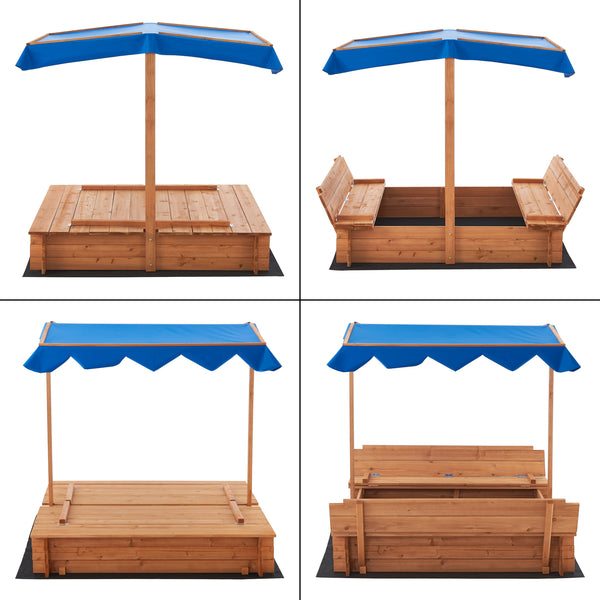 Bac à sable Kellenhusen en bois 120 x 120 x 120 cm [en.casa]