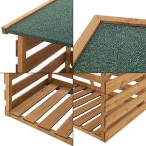 [en.casa] Houten brandhout rek houtopslag 116x64x123 cm