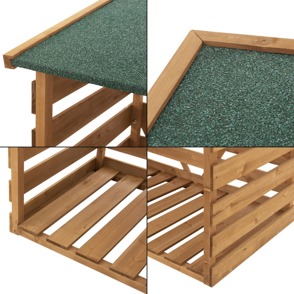 [en.casa] Houten brandhout rek houtopslag 116x64x123 cm