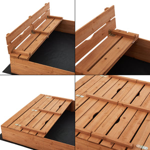 [en.casa] Zandbak Campillos met bankjes 23,5x118x114 cm houtkleurig