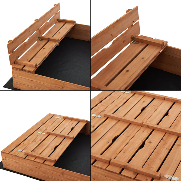 [en.casa] Zandbak Campillos met bankjes 23,5x118x114 cm houtkleurig
