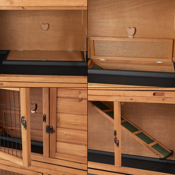 Clapier Falkenau à deux niveaux 104 x 122 x 50 cm sapin naturel