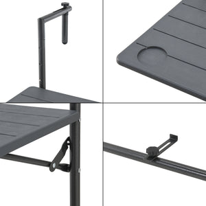 Table de balcon suspendue Badolato rabattable et réglable en hauteur 83,5 x 60 x 60 cm [en.casa]