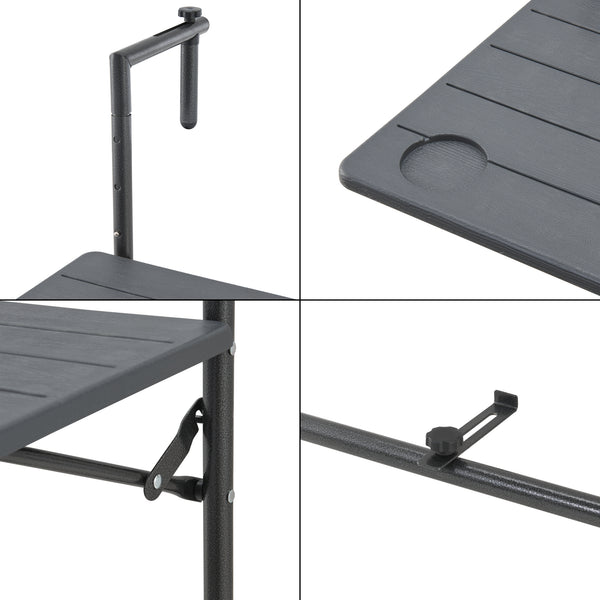 Table de balcon suspendue Badolato rabattable et réglable en hauteur 83,5 x 60 x 60 cm [en.casa]